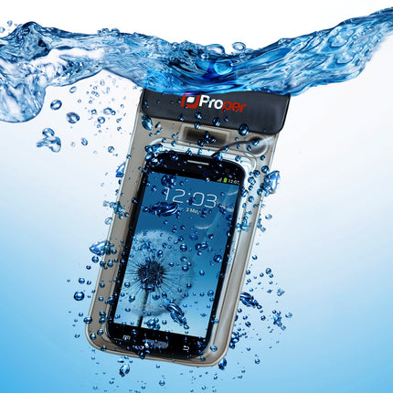 ProperAV Waterproof Case with Waterproof Earphones for Smartphones