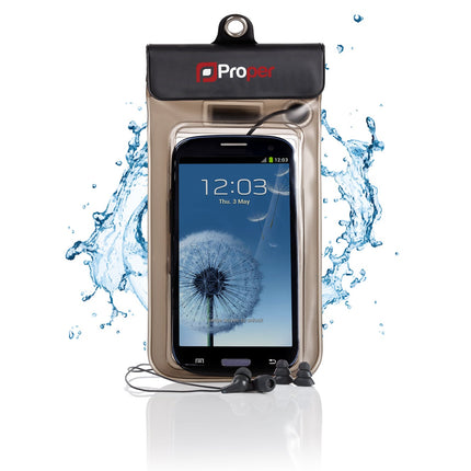 ProperAV Waterproof Case with Waterproof Earphones for Smartphones