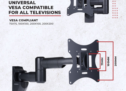ProperAV TV Wall Bracket (23" - 43" / 30kg Capacity / VESA Max. 200x200)
