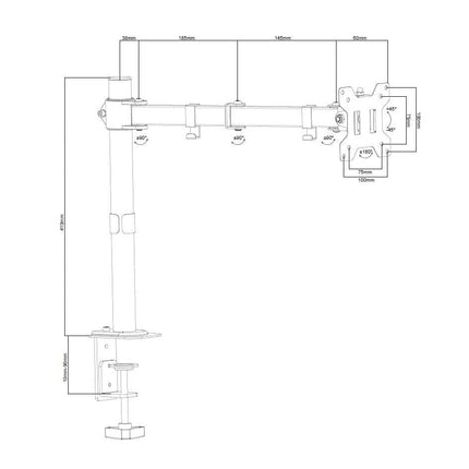 ProperAV Desk Monitor Mount 17" - 34" Swing Arm VESA Max 100x100