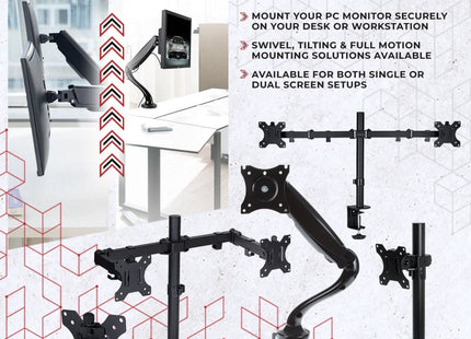 ProperAV Desk Monitor Mount 17" - 32" Dual Swing Arm VESA Max 100x100