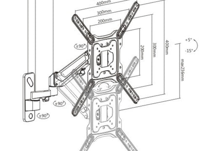 ProperAV TV Wall Bracket (23" - 55" / 23kg Capacity / VESA Max. 400x400) - Black