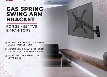 ProperAV TV Wall Bracket (23" - 55" / 23kg Capacity / VESA Max. 400x400) - Black