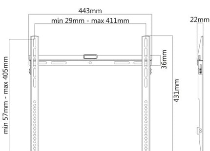 ProperAV Flat TV Wall Bracket (32" - 55" / 40kg Capacity / VESA Max. 400x400) - Black