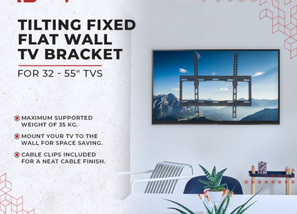 ProperAV Flat TV Wall Bracket (32" - 55" / 35kg Capacity / VESA Max. 400x400)
