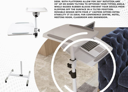 ProperAV Mobile Desk Workstation & Projector Stand - White
