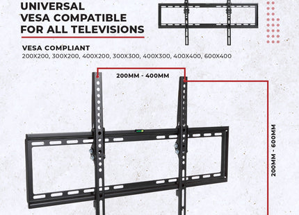 ProperAV Flat TV Wall Bracket (37" - 75" / 35kg Capacity / VESA Max. 600x400)