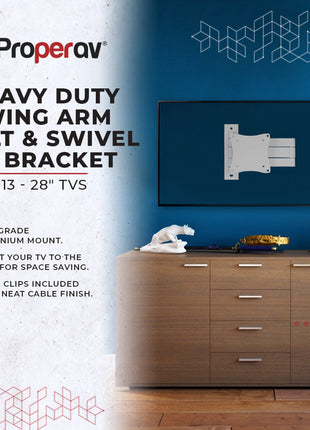 ProperAV TV Wall Bracket (13" - 28" / 15kg Capacity / VESA Max. 100x100)
