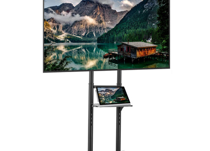 ProperAV Mobile TV Trolley Stand on Wheels for 37" - 70" Screens (50kg Capacity / VESA Max. 400x600)