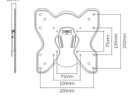 ProperAV Flat TV Wall Bracket (23" - 43" / 25kg Capacity / VESA Max. 200x200) - Black
