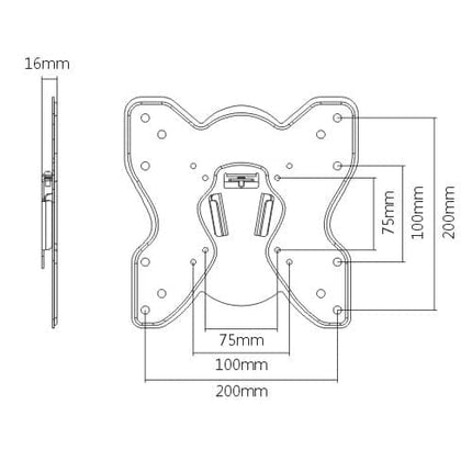 ProperAV Flat TV Wall Bracket (23" - 43" / 25kg Capacity / VESA Max. 200x200) - Black