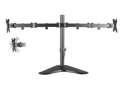 ProperAV Desk Monitor Stand 17" - 32" Dual Swing Arm Freestanding Base VESA Max 100x100