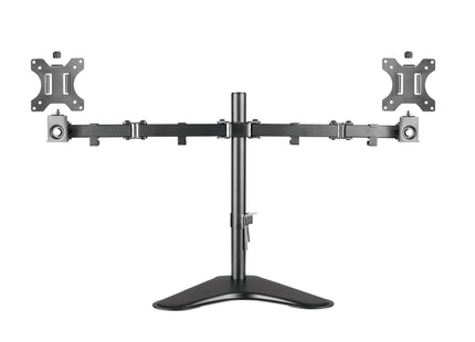 ProperAV Desk Monitor Stand 17" - 32" Dual Swing Arm Freestanding Base VESA Max 100x100