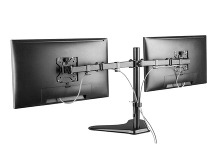 ProperAV Desk Monitor Stand 17" - 32" Dual Swing Arm Freestanding Base VESA Max 100x100