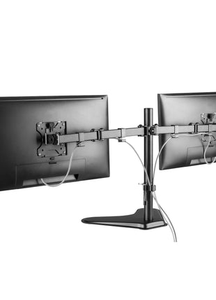 ProperAV Desk Monitor Mount 17" - 34" Dual Swing Arm Freestanding Base VESA Max 100x100