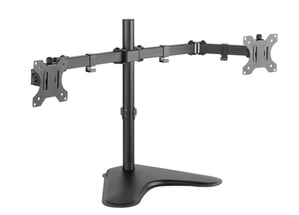 ProperAV Desk Monitor Stand 17" - 32" Dual Swing Arm Freestanding Base VESA Max 100x100