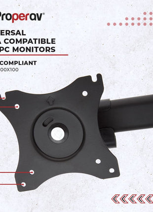 ProperAV Desk Monitor Mount 17" - 34" Dual Swing Arm Freestanding Base VESA Max 100x100