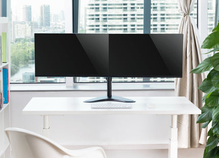 ProperAV Desk Monitor Stand 17" - 32" Dual Swing Arm Freestanding Base VESA Max 100x100