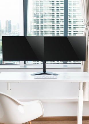 ProperAV Desk Monitor Mount 17" - 34" Dual Swing Arm Freestanding Base VESA Max 100x100