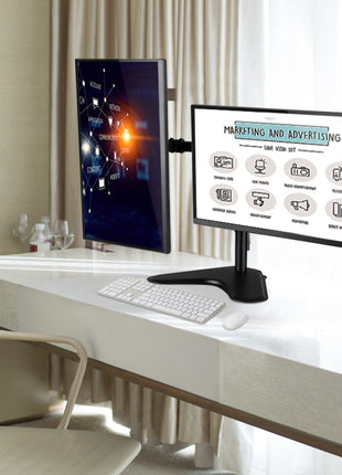 ProperAV Desk Monitor Mount 17" - 34" Dual Swing Arm Freestanding Base VESA Max 100x100