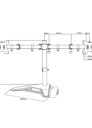 ProperAV Desk Monitor Mount 17" - 34" Dual Swing Arm Freestanding Base VESA Max 100x100