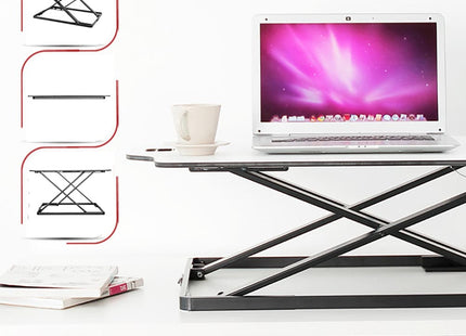 ProperAV Stand Up Desk Converter with Gas Spring Lift & Variable Height Settings - White