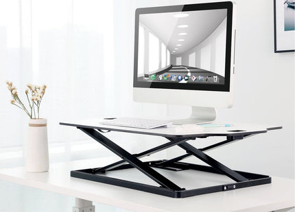 ProperAV Stand Up Desk Converter with Gas Spring Lift & Variable Height Settings - White