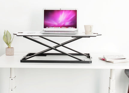 ProperAV Stand Up Desk Converter with Gas Spring Lift & Variable Height Settings - White