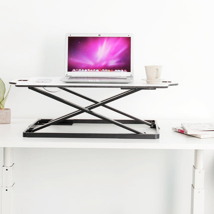 ProperAV Stand Up Desk Converter with Gas Spring Lift & Variable Height Settings - White