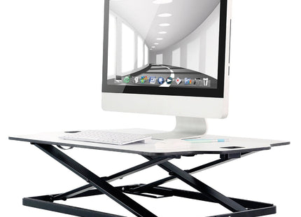 ProperAV Stand Up Desk Converter with Gas Spring Lift & Variable Height Settings - White