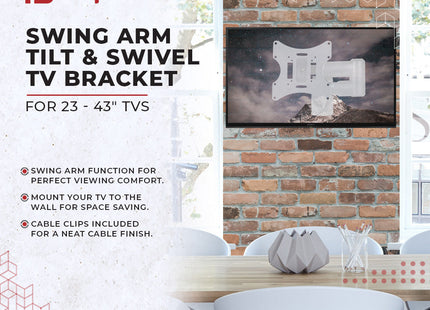 ProperAV TV Wall Bracket (23" - 43" / 30kg Capacity / VESA Max. 200x200)