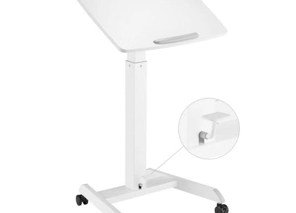 ProperAV Mobile Desk Trolley Workstation with Gas Spring Height Adjustment - White