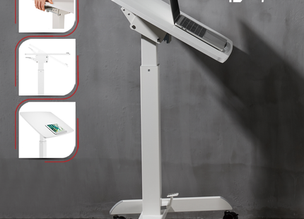 ProperAV Mobile Desk Trolley Workstation with Gas Spring Height Adjustment - White