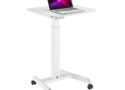 ProperAV Mobile Desk Trolley Workstation with Gas Spring Height Adjustment - White