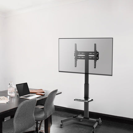 ProperAV Mobile TV Trolley Stand on Wheels for 32" - 55" Screens (35kg Capacity / VESA Max. 400x400)