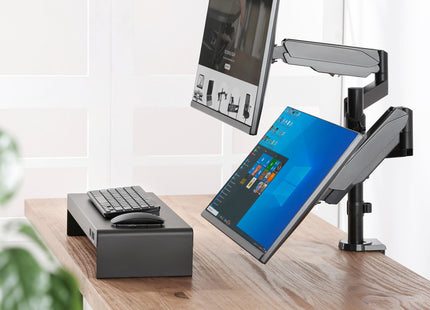 ProperAV Desk Monitor Mount 17" - 32" Extra Height Dual Articulated Swing Arm VESA Max 100x100