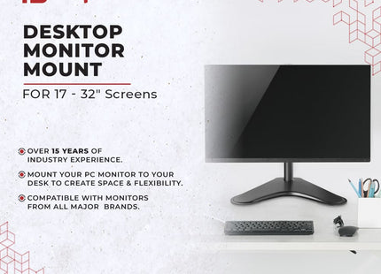 ProperAV Desk Monitor Stand 17" - 34" Freestanding Base VESA Max 100x100