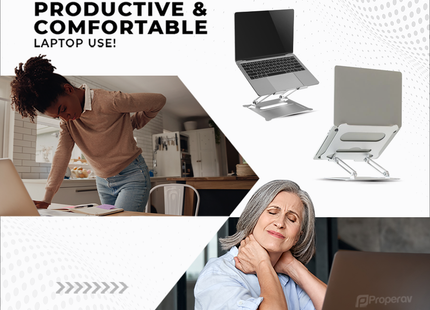 ProperAV Aluminium Construction Fully Adjustable Laptop or Tablet Stand - Silver