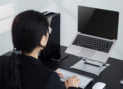 ProperAV Aluminium Construction Fully Adjustable Laptop or Tablet Stand - Silver