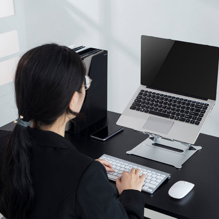 ProperAV Aluminium Construction Fully Adjustable Laptop or Tablet Stand - Silver
