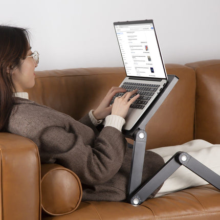 ProperAV Laptop Stand for Bed / Sofa / Desk with Adjustable Legs & Mouse Pad - Black