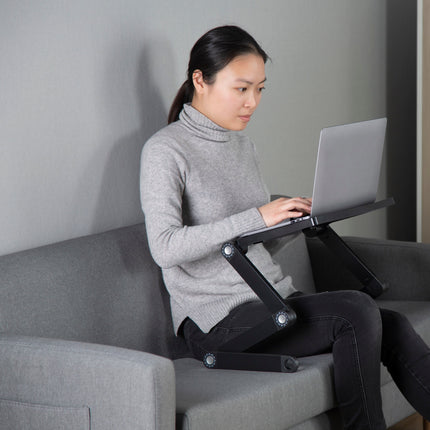 ProperAV Laptop Stand for Bed / Sofa / Desk with Adjustable Legs & Mouse Pad - Black