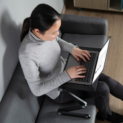 ProperAV Laptop Stand for Bed / Sofa / Desk with Adjustable Legs & Mouse Pad - Black