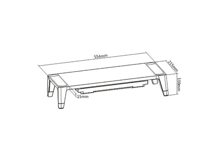 ProperAV Monitor Riser Stand with Height Adjustable with Drawer - Wood Effect