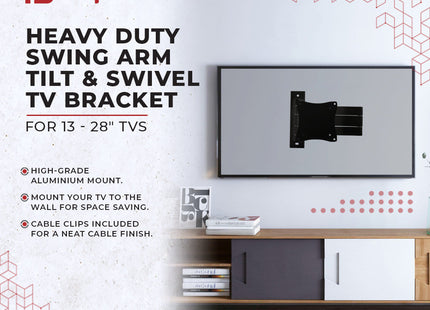 ProperAV TV Wall Bracket (13" - 28" / 15kg Capacity / VESA Max. 100x100)
