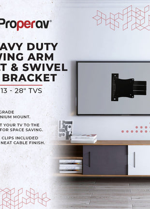 ProperAV TV Wall Bracket (13" - 28" / 15kg Capacity / VESA Max. 100x100)