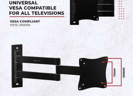 ProperAV TV Wall Bracket (13" - 28" / 15kg Capacity / VESA Max. 100x100)