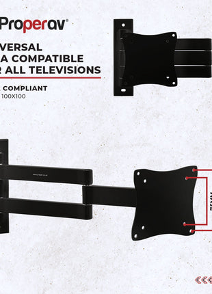 ProperAV TV Wall Bracket (13" - 28" / 15kg Capacity / VESA Max. 100x100)