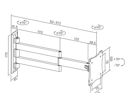ProperAV TV Wall Bracket (13" - 28" / 15kg Capacity / VESA Max. 100x100)