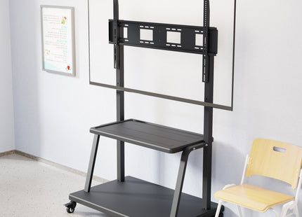 ProperAV Mobile TV Trolley Stand on Wheels for 37" - 100" Screens (150kg Capacity / VESA Max. 800x600)